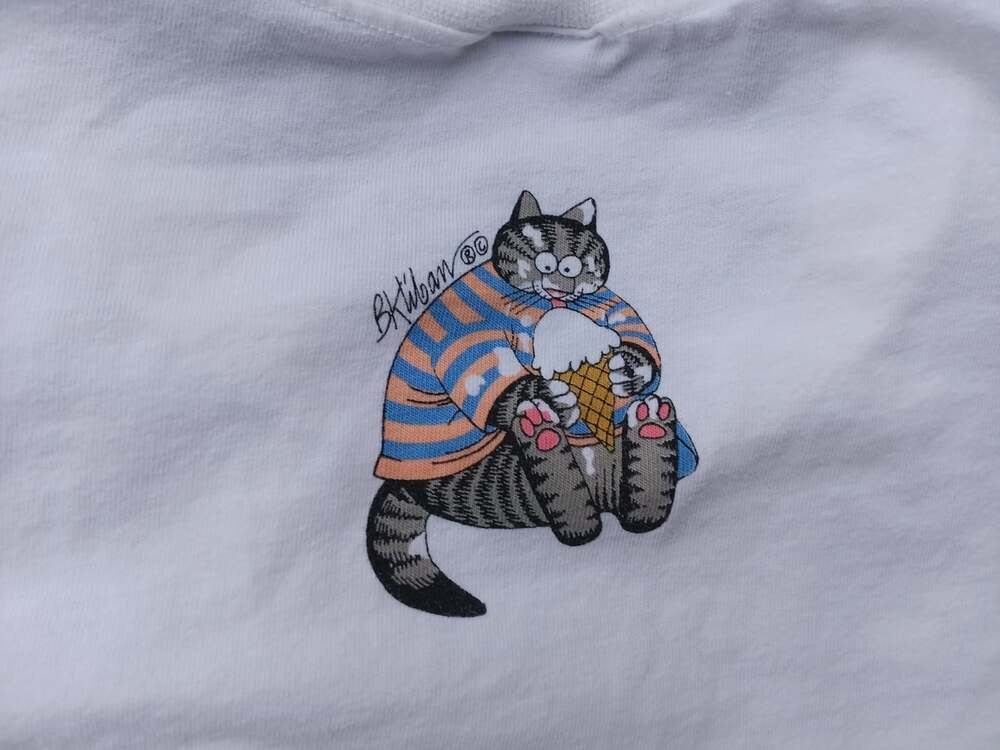 B Kliban Hawaii Cats Ice Cream White Double Sided Large Vtg Crazy Shirts Mint - Picture 8 of 8